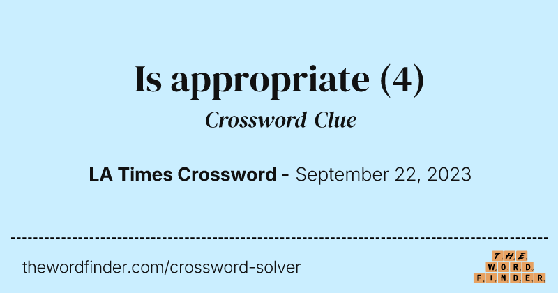 Is appropriate crossword clue image