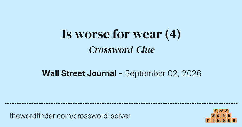 Is worse for wear crossword clue image