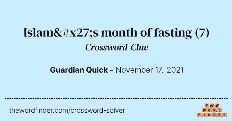 Islam's month of fasting crossword clue image