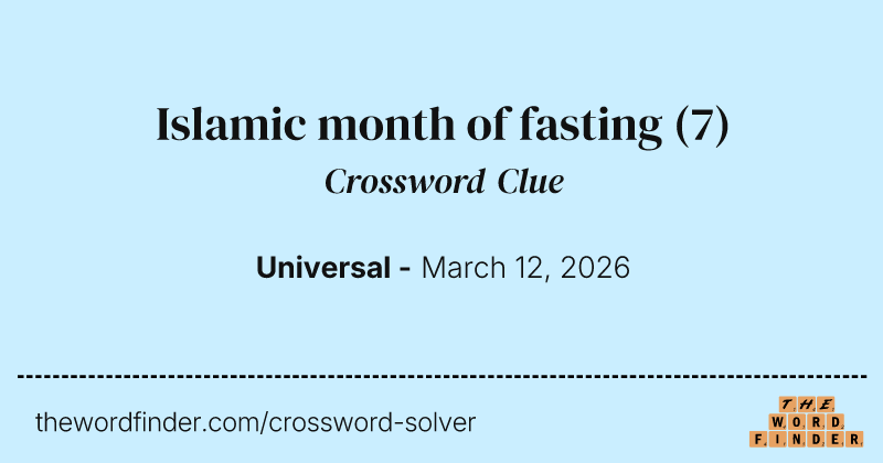 Islamic month of fasting crossword clue image
