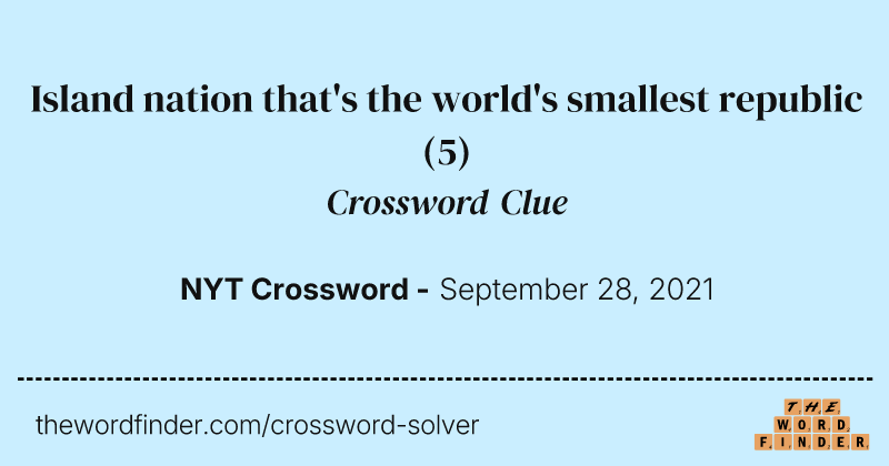 Island nation that's the world's smallest republic crossword clue image
