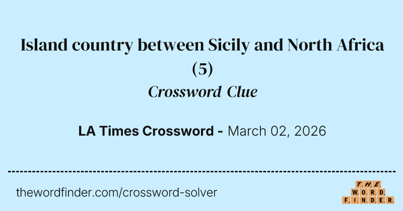 Island country between Sicily and North Africa crossword clue image