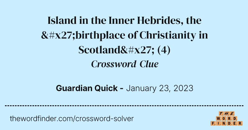 Island in the Inner Hebrides, the 'birthplace of Christianity in Scotland' crossword clue image