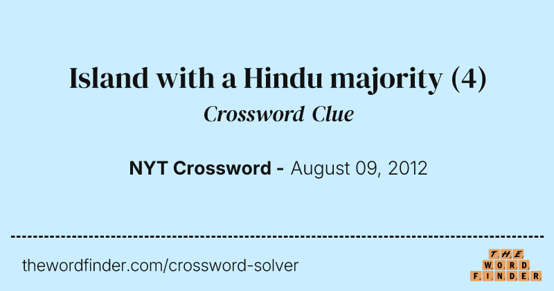 Island with a Hindu majority crossword clue image