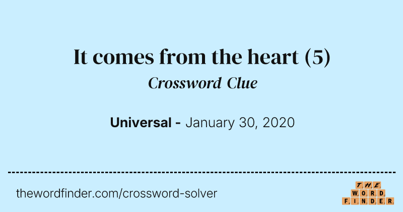 It comes from the heart crossword clue image