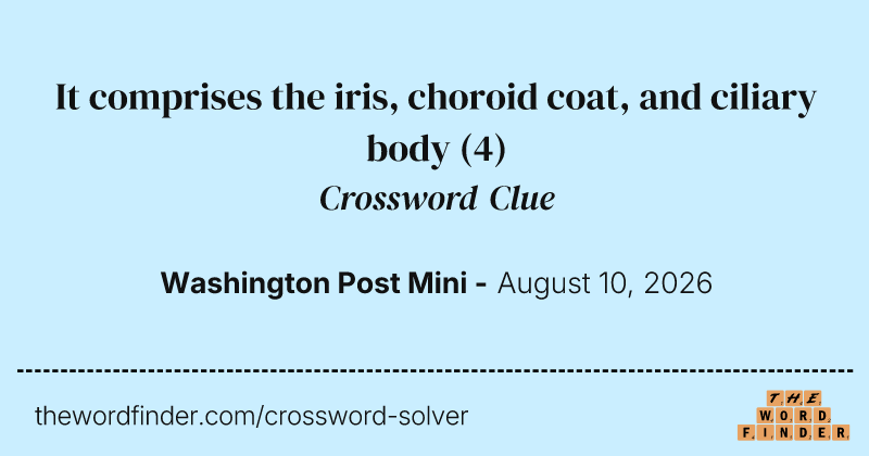 It comprises the iris, choroid coat, and ciliary body crossword clue image