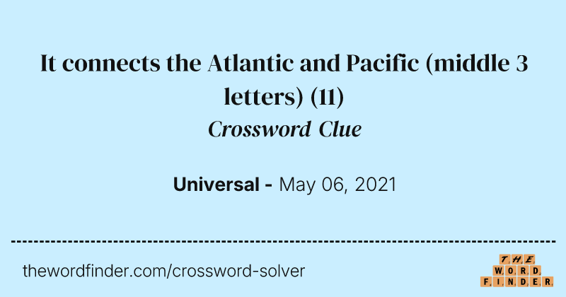 It connects the Atlantic and Pacific (middle 3 letters) crossword clue image