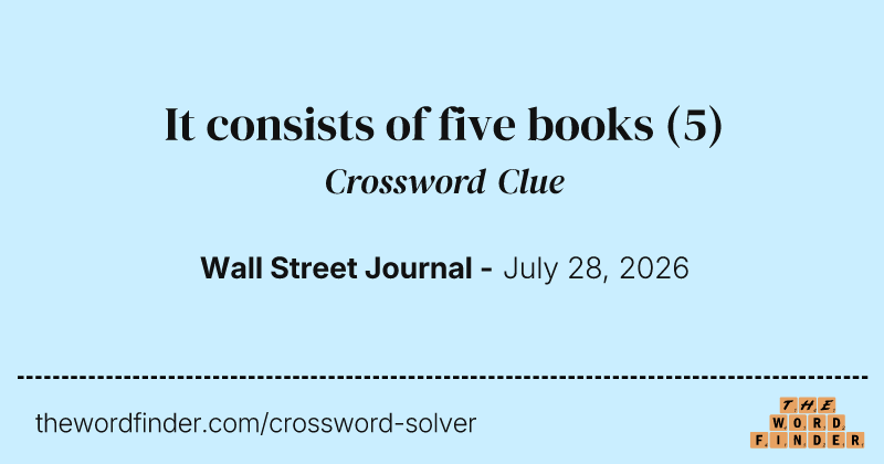 It consists of five books crossword clue image
