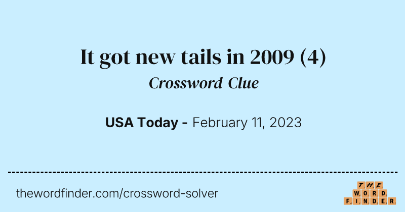It got new tails in 2009 crossword clue image