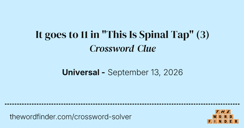 It goes to 11 in "This Is Spinal Tap" crossword clue image