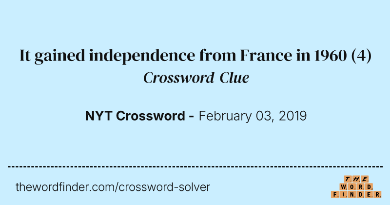 It gained independence from France in 1960 crossword clue image