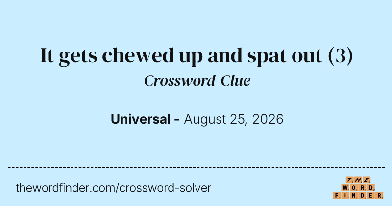 It gets chewed up and spat out crossword clue image