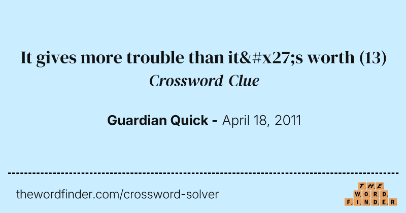 It gives more trouble than it's worth crossword clue image