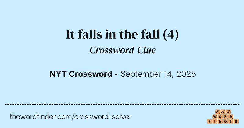 It falls in the fall crossword clue image
