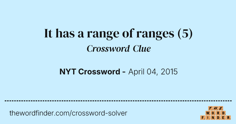 It has a range of ranges crossword clue image