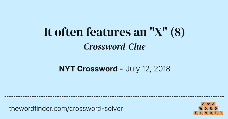 It often features an "X" crossword clue image