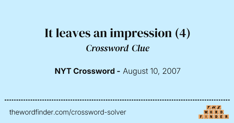 It leaves an impression crossword clue image