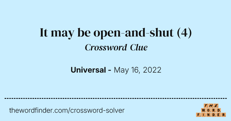 It may be open-and-shut crossword clue image