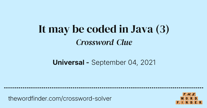 It may be coded in Java crossword clue image