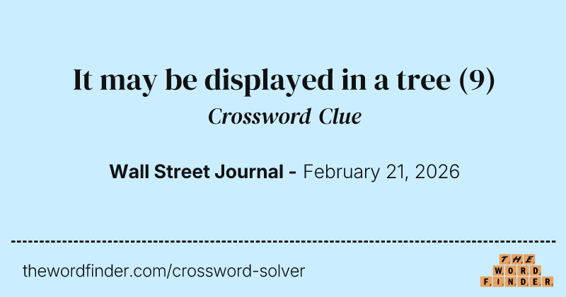 It may be displayed in a tree crossword clue image