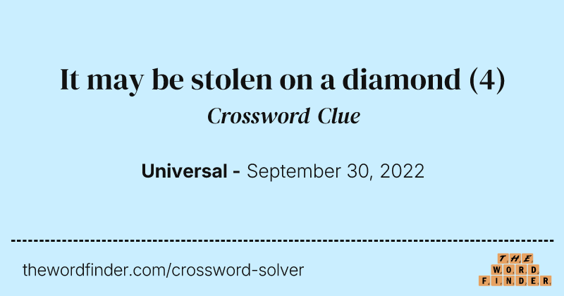It may be stolen on a diamond crossword clue image