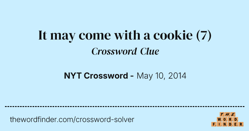 It may come with a cookie crossword clue image