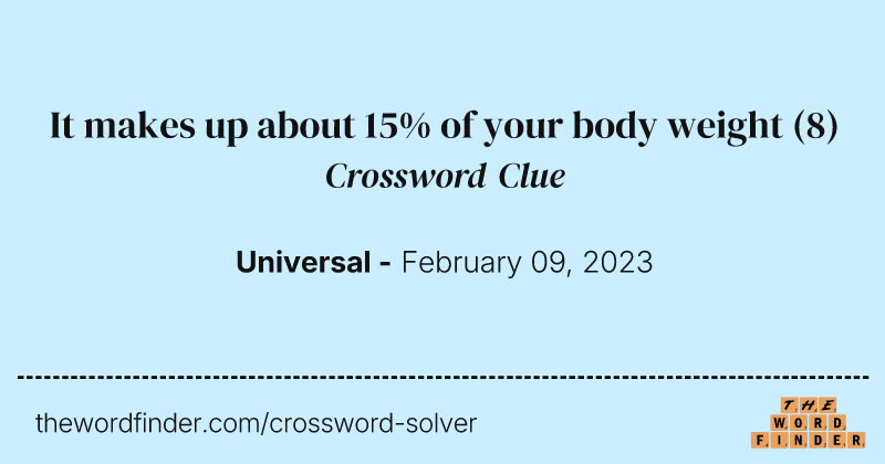 It makes up about 15% of your body weight crossword clue image
