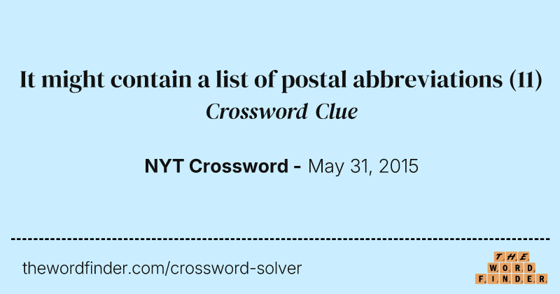 It might contain a list of postal abbreviations crossword clue image