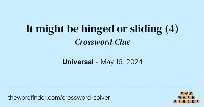 It might be hinged or sliding crossword clue image