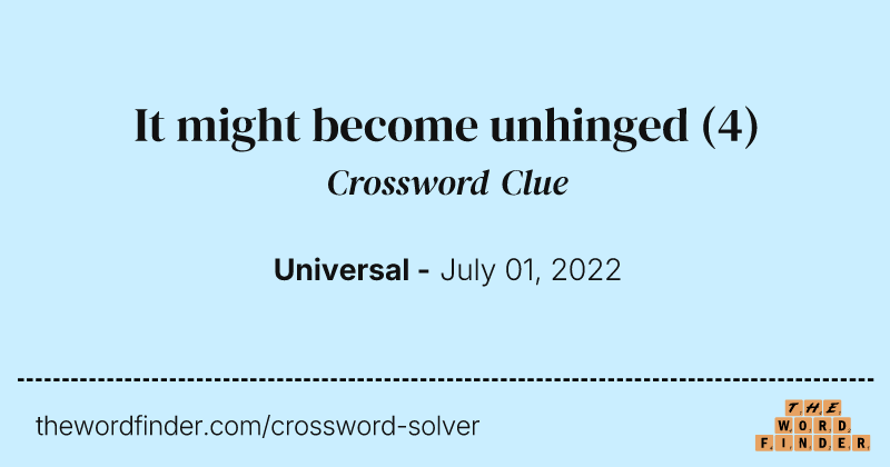 It might become unhinged crossword clue image