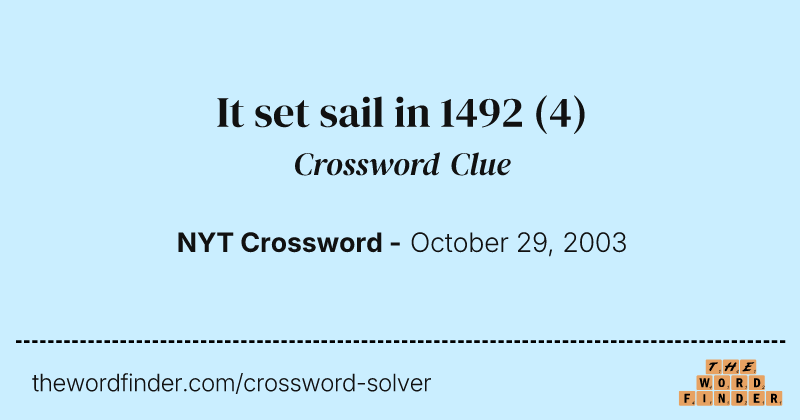 It set sail in 1492 crossword clue image
