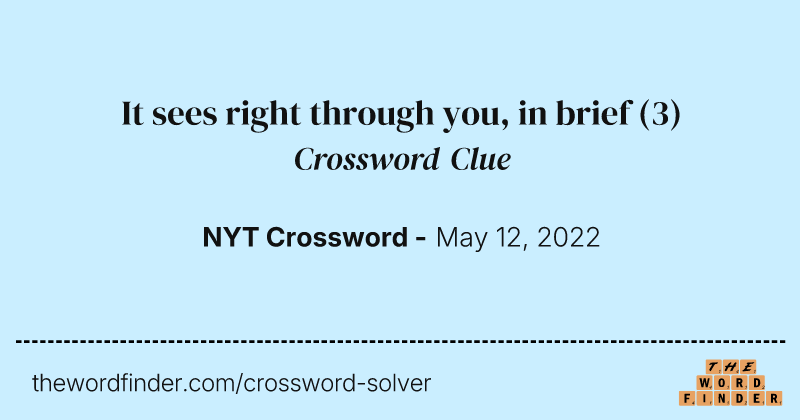 It sees right through you, in brief crossword clue image