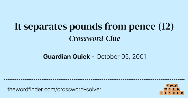 It separates pounds from pence crossword clue image