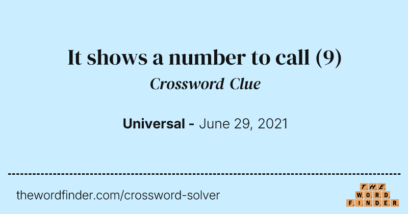 It shows a number to call crossword clue image