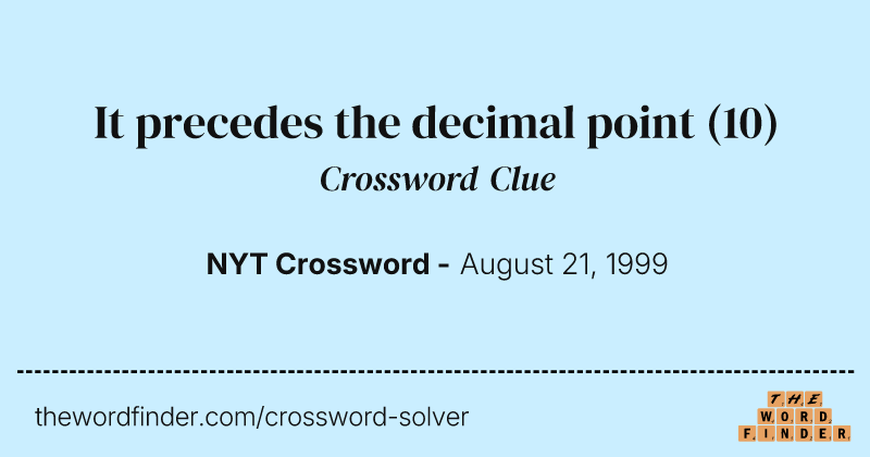 It precedes the decimal point crossword clue image