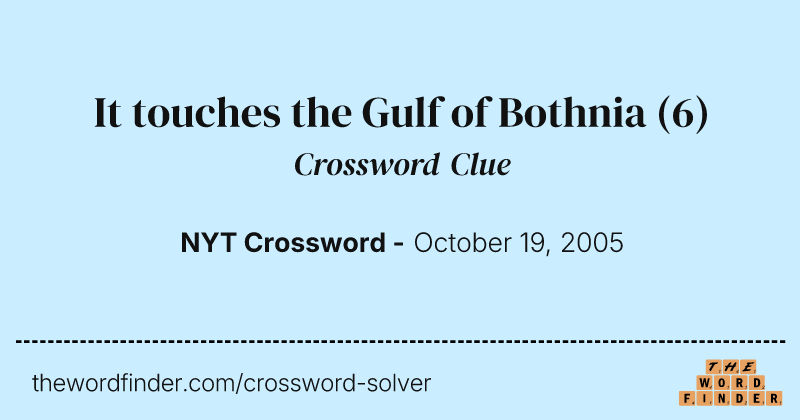 It touches the Gulf of Bothnia crossword clue image