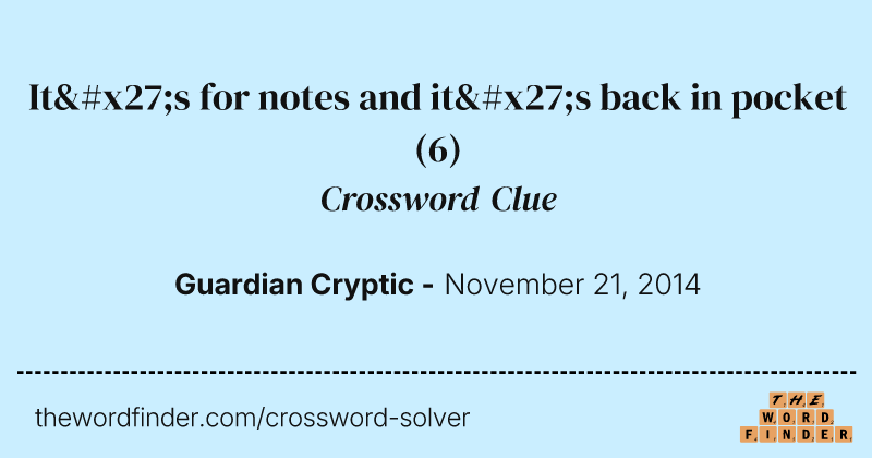 It's for notes and it's back in pocket crossword clue image