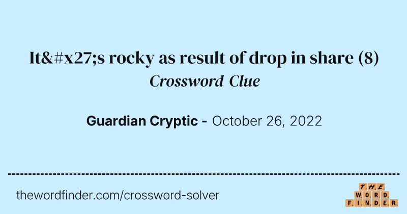 It's rocky as result of drop in share crossword clue image