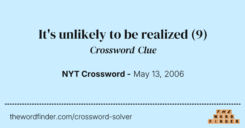 It's unlikely to be realized crossword clue image