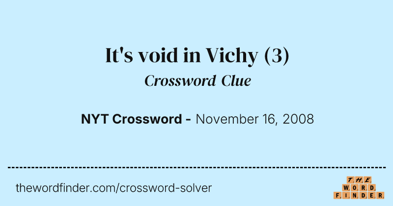 It's void in Vichy crossword clue image