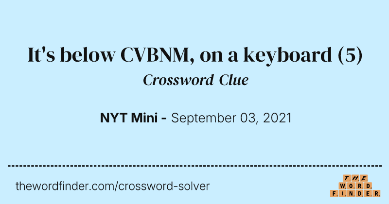 It's below CVBNM, on a keyboard crossword clue image