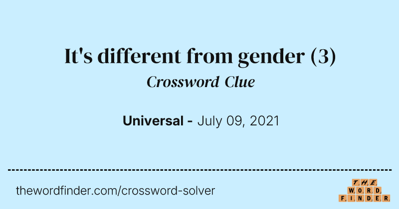 It's different from gender crossword clue image