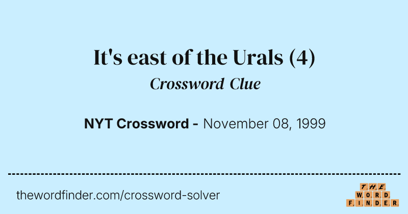 It's east of the Urals crossword clue image