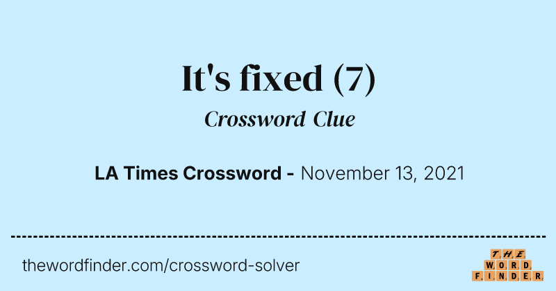 It's fixed crossword clue image