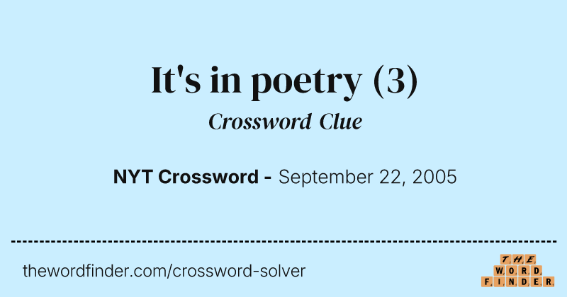 It's in poetry crossword clue image
