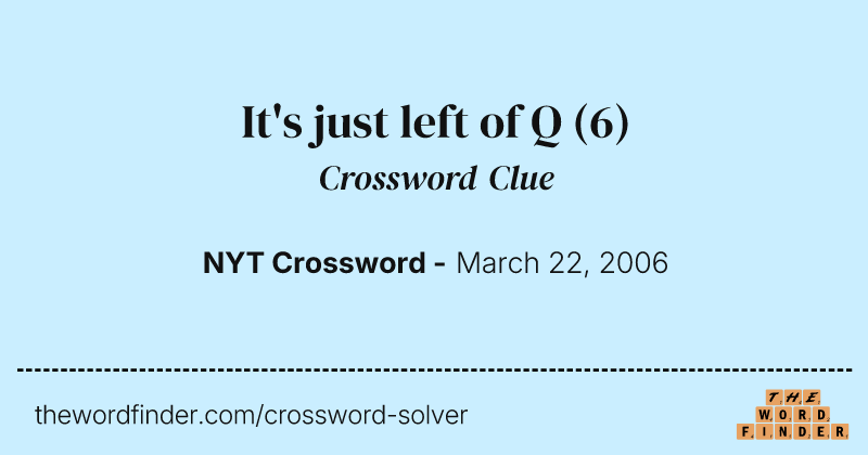 It's just left of Q crossword clue image