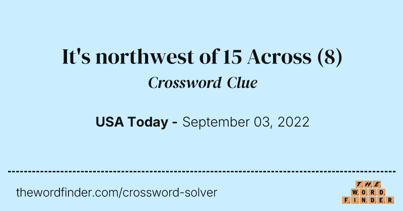 It's northwest of 15 Across crossword clue image