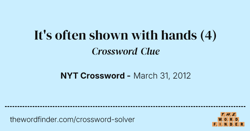It's often shown with hands crossword clue image