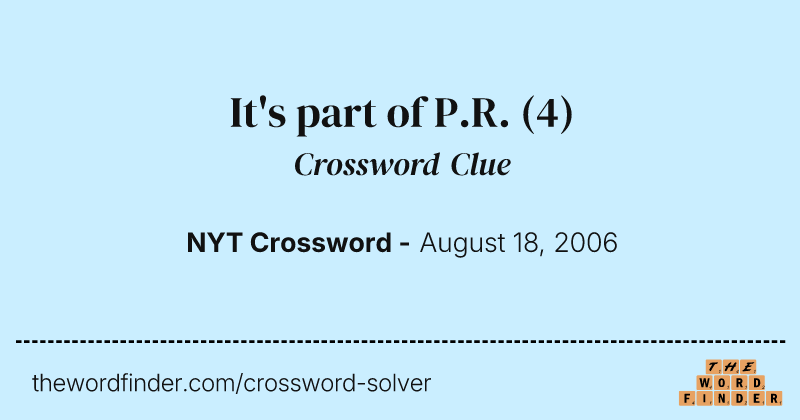 It's part of P.R. crossword clue image
