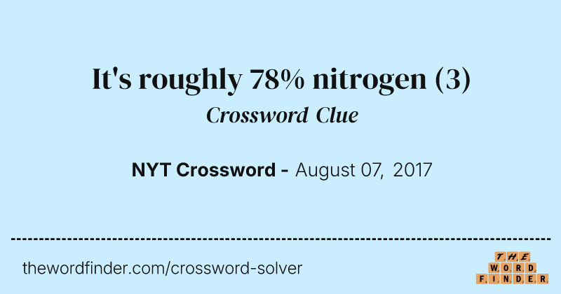 It's roughly 78% nitrogen crossword clue image